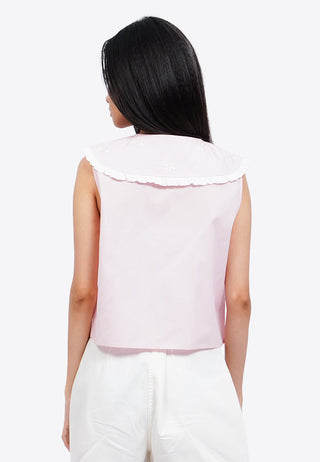 Peterpan Collar Tied Sleeveless Top