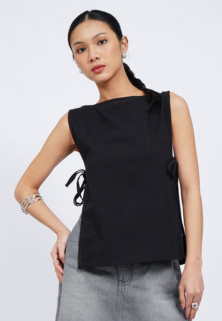Boat Neck Vest with Side Tie Details