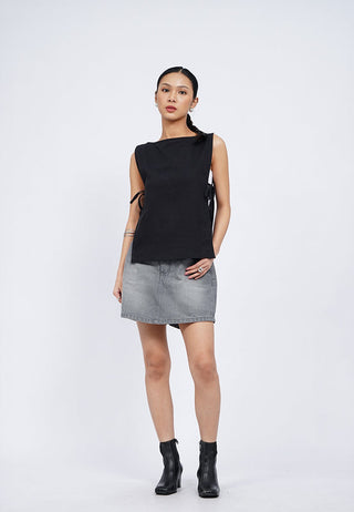 Boat Neck Vest with Side Tie Details