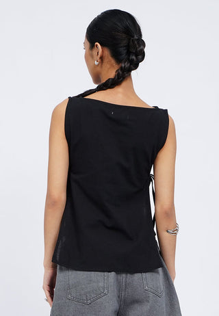 Boat Neck Vest with Side Tie Details