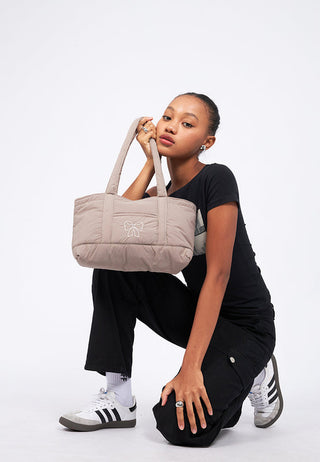 Grey Puffy Tote Bag