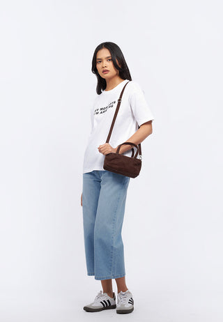 Dark Brown Suede Sling Bag