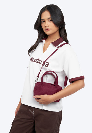 Maroon Suede Sling Bag