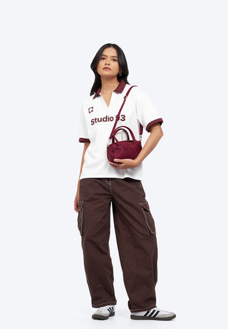 Maroon Suede Sling Bag