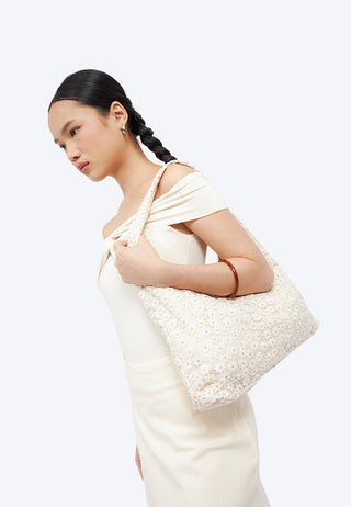 Beige Floral Shoulder Bag