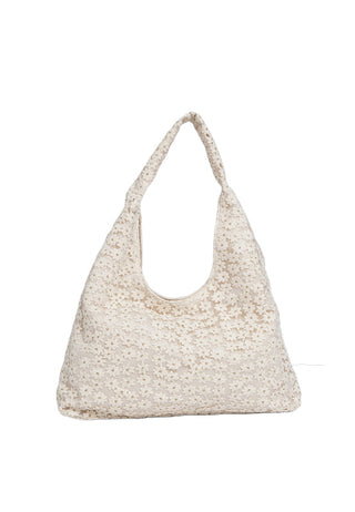 Beige Floral Shoulder Bag