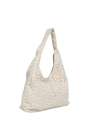 Beige Floral Shoulder Bag