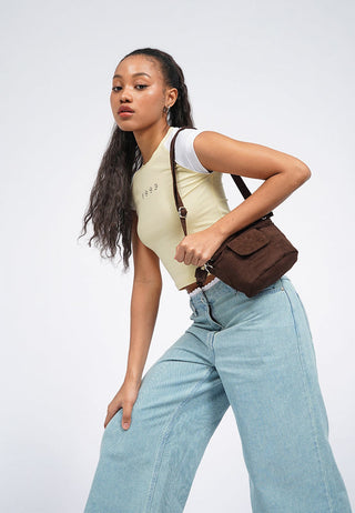 Dark Brown Drawstring Sling Bag