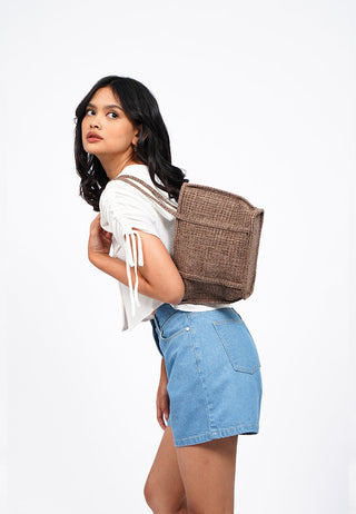 Brown Woven Shoulder Bag