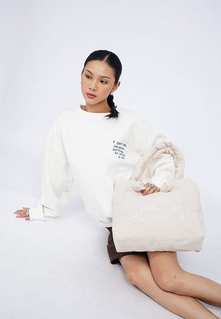 Padded Cream Tote Bag