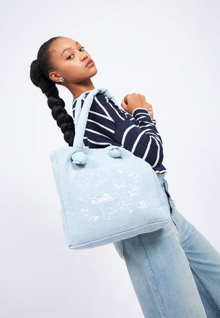 Padded Light Blue Tote Bag