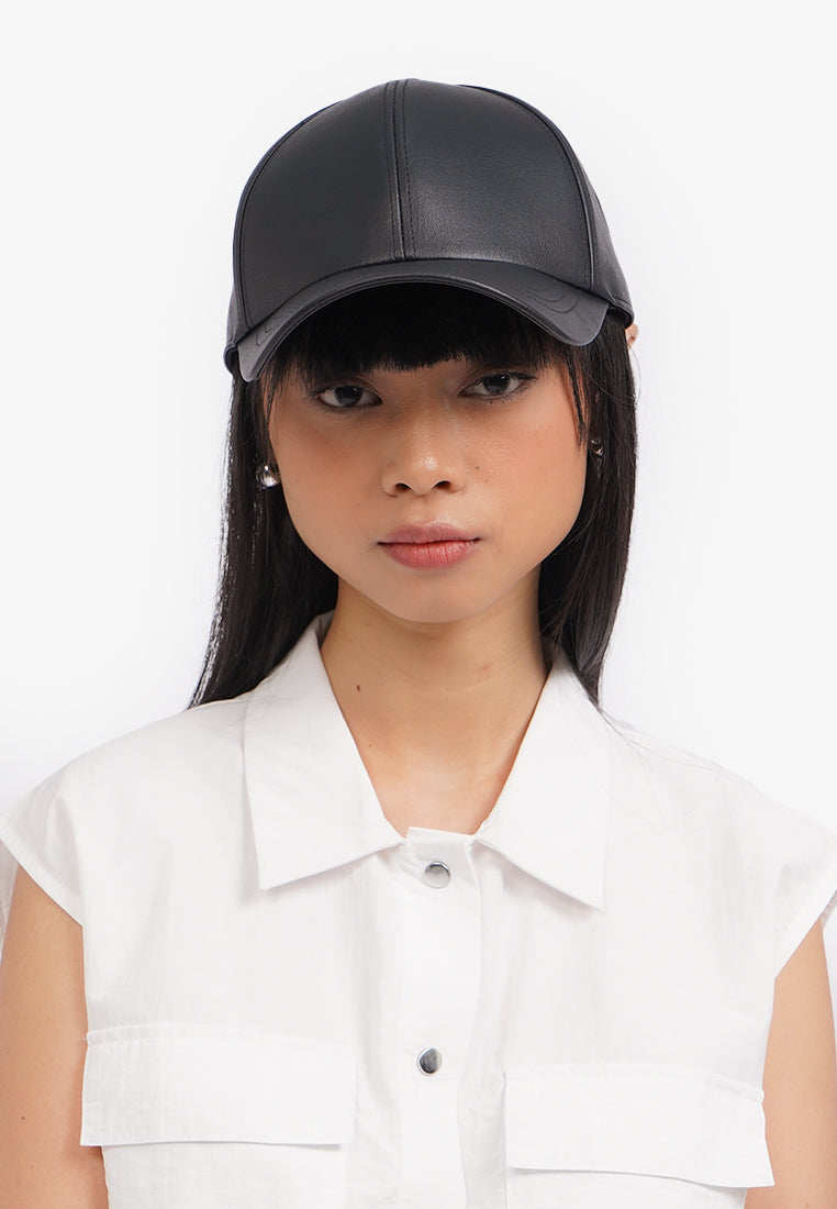 Faux Leather Black Cap – COLORBOX - Indonesia