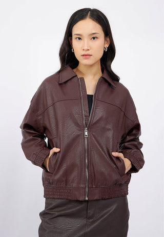 Oversize Collared Leather Jacket