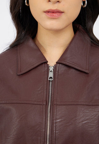 Oversize Collared Leather Jacket