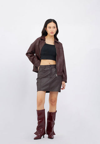 Oversize Collared Leather Jacket