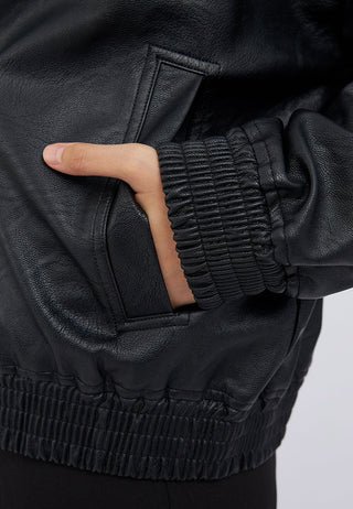 Oversize Collared Leather Jacket