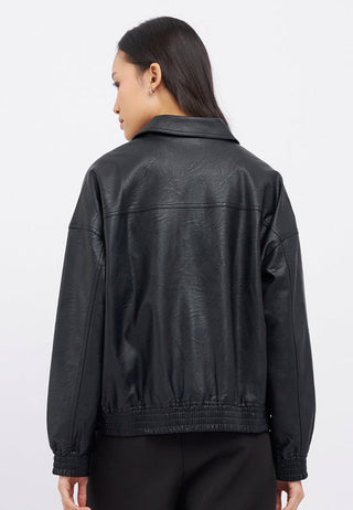 Oversize Collared Leather Jacket