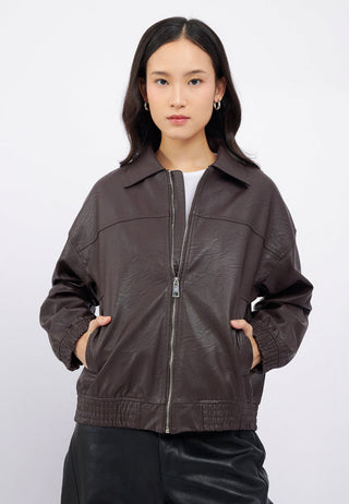 Oversize Collared Leather Jacket