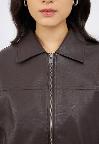 Oversize Collared Leather Jacket
