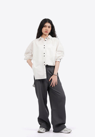 Contrast Button Oversized Shirt