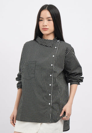 Asymmetric Details Long Sleeve Blouse