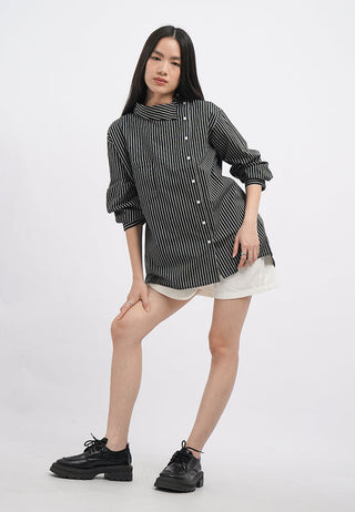 Asymmetric Details Long Sleeve Blouse