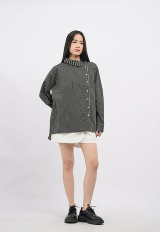 Asymmetric Details Long Sleeve Blouse
