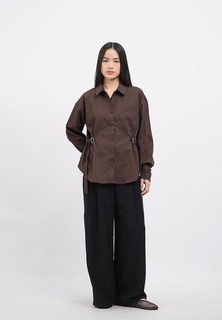 Oversized Shirt with Side Buckle Details