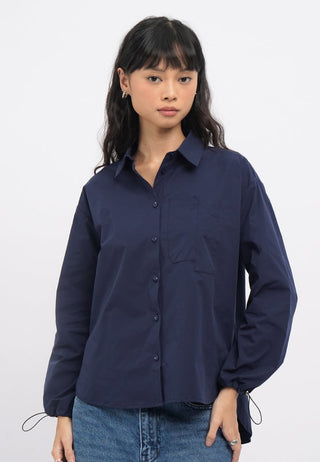 Oversized Shirt with Drawstring Sleeves