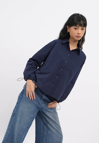 Oversized Shirt with Drawstring Sleeves