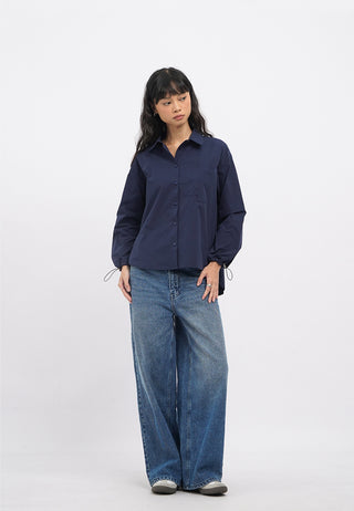 Oversized Shirt with Drawstring Sleeves