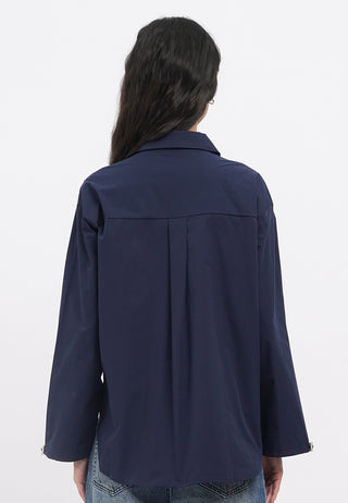 Oversized Shirt with Drawstring Sleeves