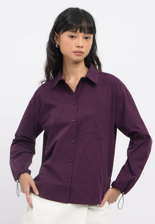 Oversized Shirt with Drawstring Sleeves