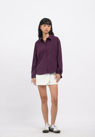 Oversized Shirt with Drawstring Sleeves