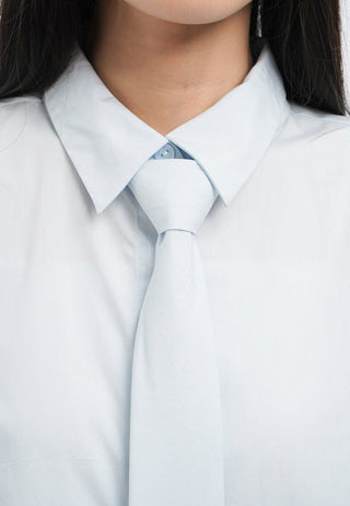 Neck Tie Long Sleeve Oversized Shirt