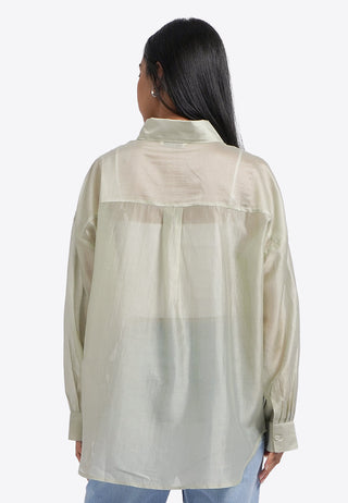 Oversized Long Sleeve Sheer Shirt