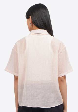 Oversized Short Sleeve Sheer Shirt