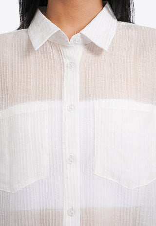 Short Sleeve Textured Sheer Blouse