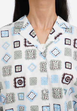 Printed Short Sleeve Notch Collar Shirt