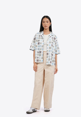 Printed Short Sleeve Notch Collar Shirt