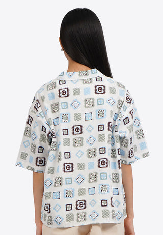 Printed Short Sleeve Notch Collar Shirt