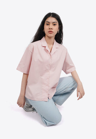 Oversized Short Sleeve Notch Collar Shirt