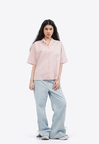 Oversized Short Sleeve Notch Collar Shirt