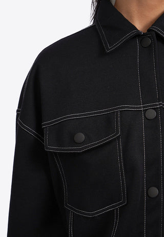 Contrast Stitch Oversized Denim Jacket