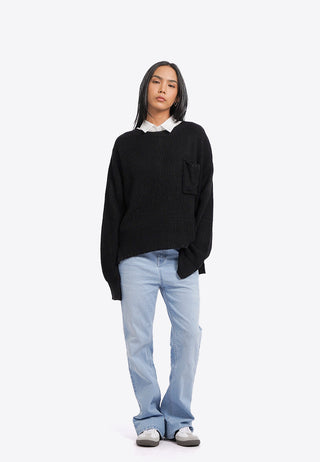 Oversized Sweater with Pocket Details
