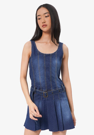 Sleeveless Mini Denim Dress