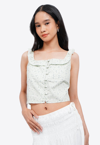 Floral Printed Ruffle Tank