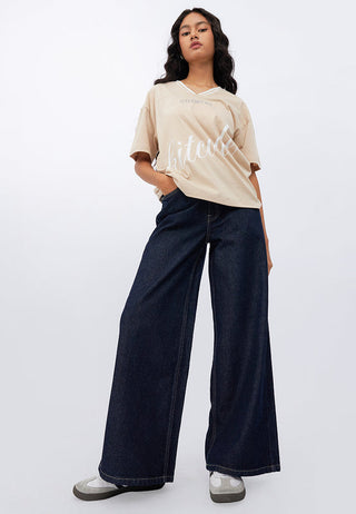 High Waist Wide Leg Denim Pants