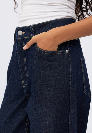 High Waist Wide Leg Denim Pants