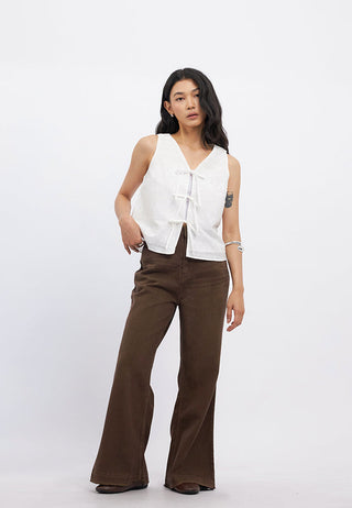 Unfinished Hem Flare Jeans